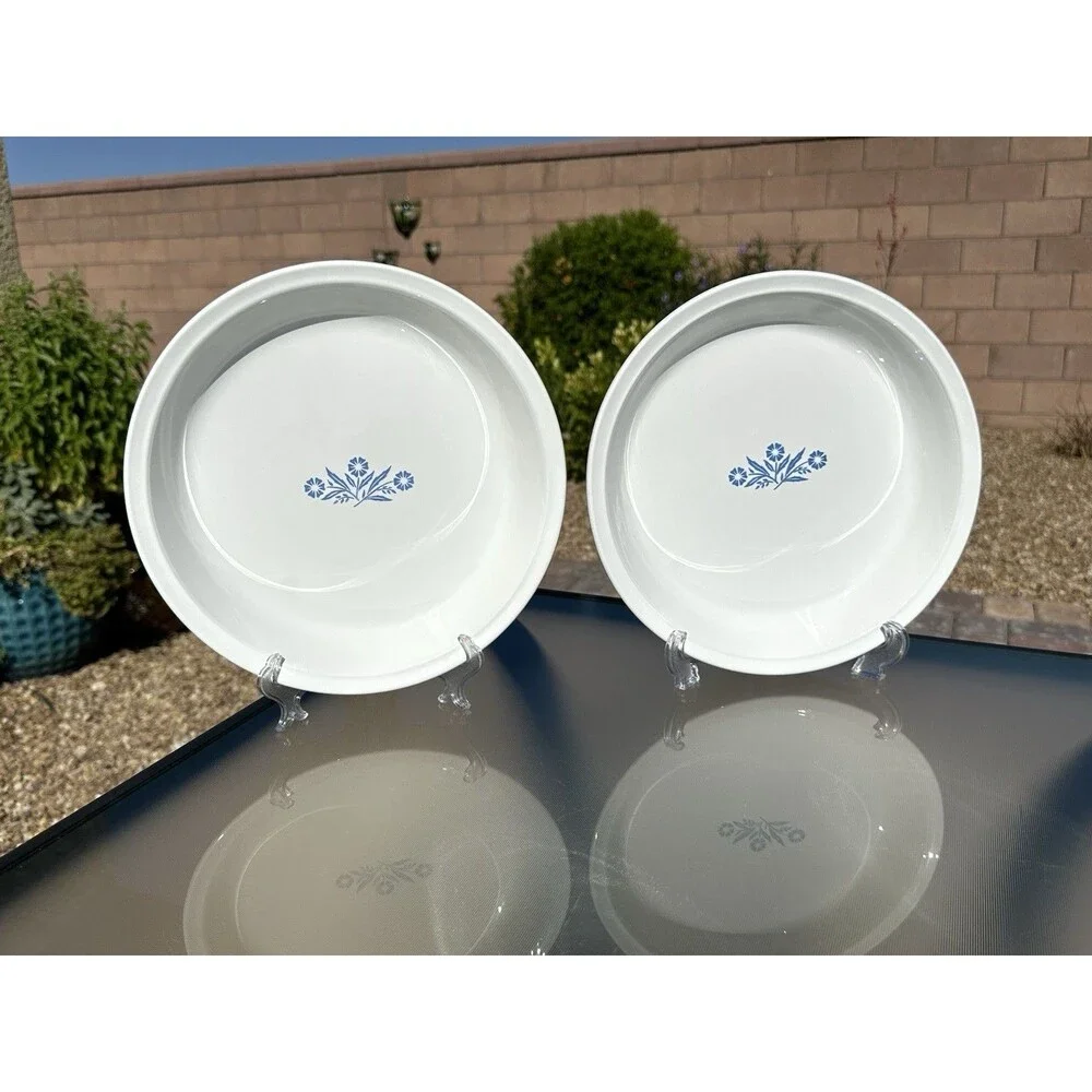Set Of 2 Vintage Corning Ware Blue Cornflower Pie Plate 9